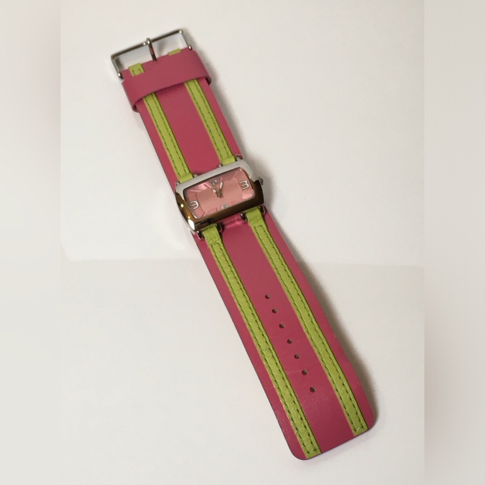 Wilsons Leather Pink & Green Watch Stainless Steel 5 5/8” - 7 1/4” - Picture 10 of 10
